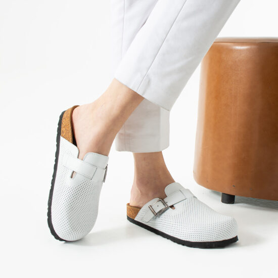 Sabot anatomico in pelle donna bianco