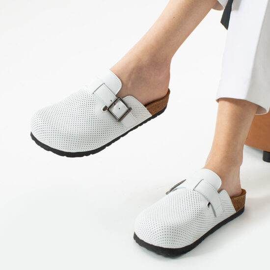 Alternative view of Sabot da donna bassi bianchi in pelle