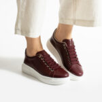 Sneakers da donna in pelle naturale colore bordeaux / Sneakers da donna in pelle naturale colore bordeaux /