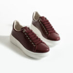 Sneakers da donna in pelle naturale colore bordeaux / Sneakers da donna in pelle naturale colore bordeaux /