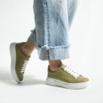 Sneakers da donna in pelle naturale colore verde / Sneakers da donna in pelle naturale colore verde /