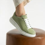 Sneakers da donna in pelle naturale colore verde / Sneakers da donna in pelle naturale colore verde /