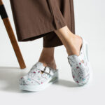 Ciabatte donna sanitarie in pelle con zeppa /