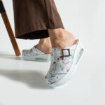 Ciabatte donna sanitarie in pelle con zeppa /