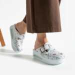 Ciabatte donna sanitarie in pelle con zeppa /