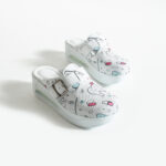 Ciabatte donna sanitarie in pelle con zeppa /