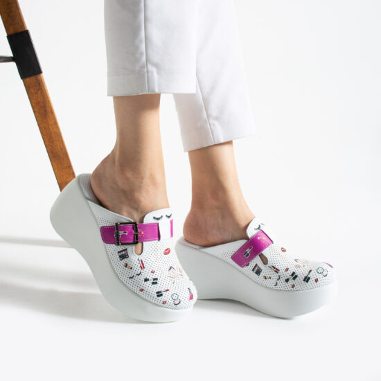 Ciabatte da lavoro alte da donna in pelle per estetiste Zoccoli sanitari donna Estetista e parrucchiera 2 Ciabatte da lavoro alte da donna in pelle per estetiste Zoccoli sanitari donna Estetista e parrucchiera 2