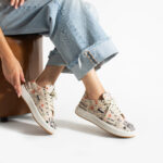 Sneakers donna ergonomiche colorate in pelle /