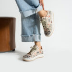 Sneakers donna ergonomiche colorate in pelle /