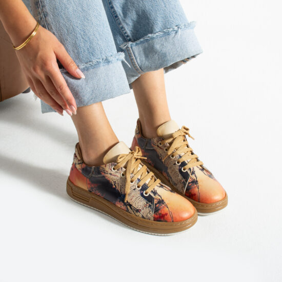 Sneakers donna ergonomiche colorate in pelle
