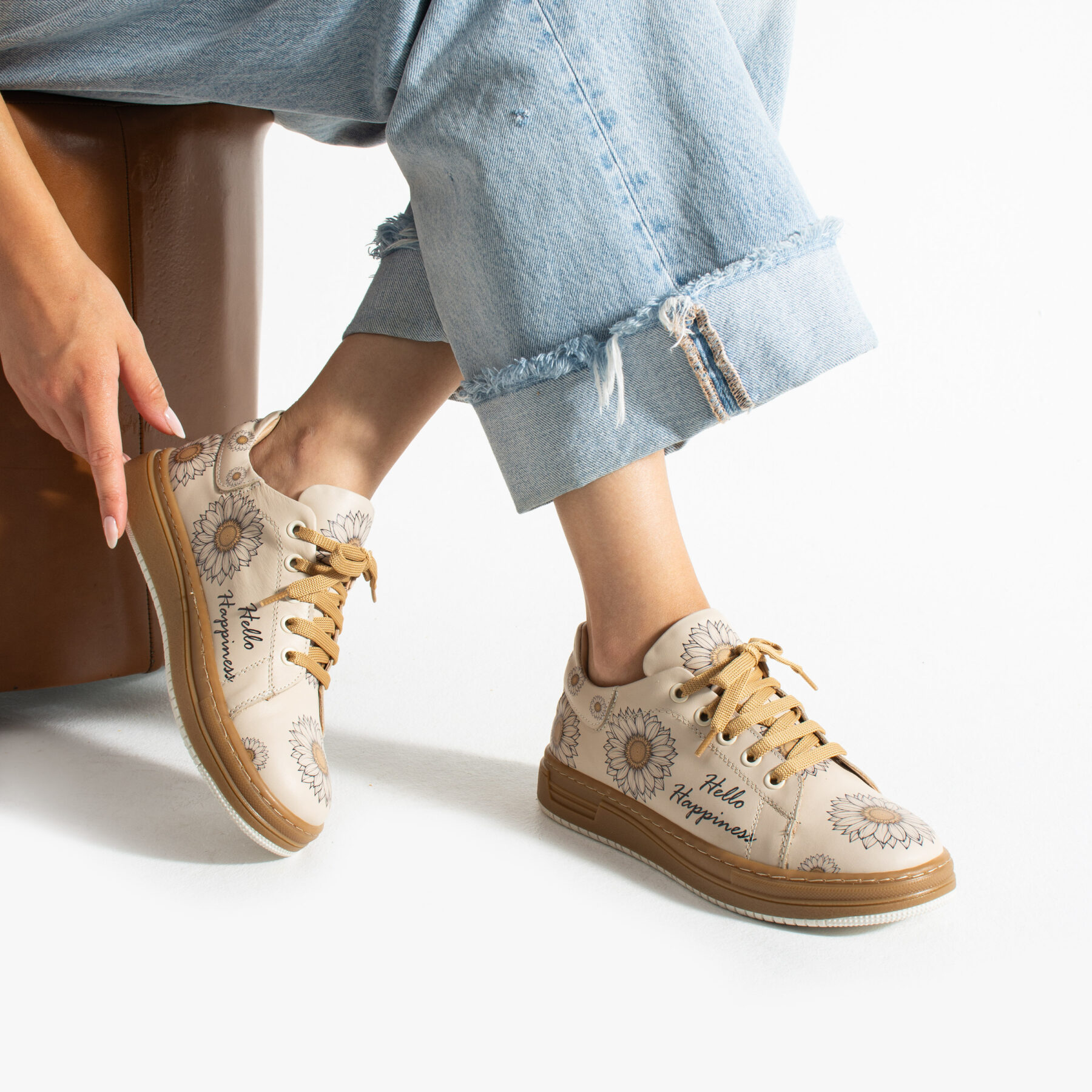 Sneakers donna ergonomiche colorate in pelle