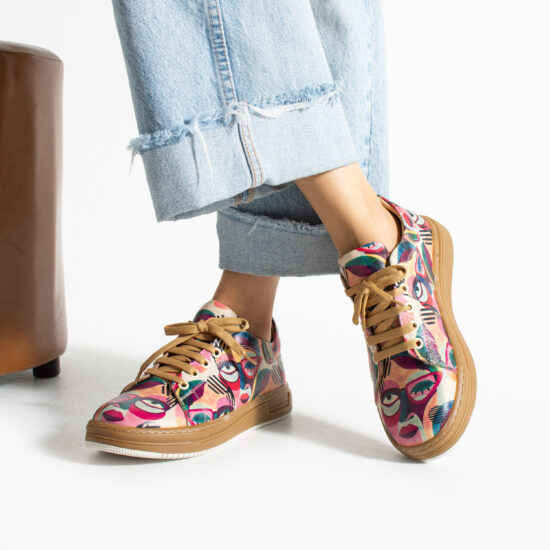 Sneakers donna ergonomiche colorate in pelle