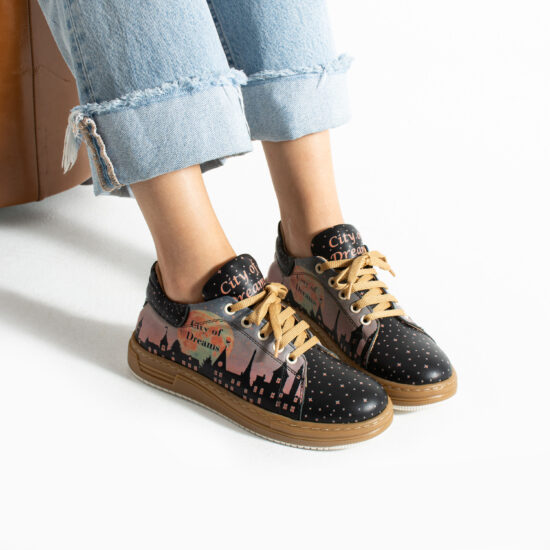 Sneakers donna ergonomiche colorate in pelle