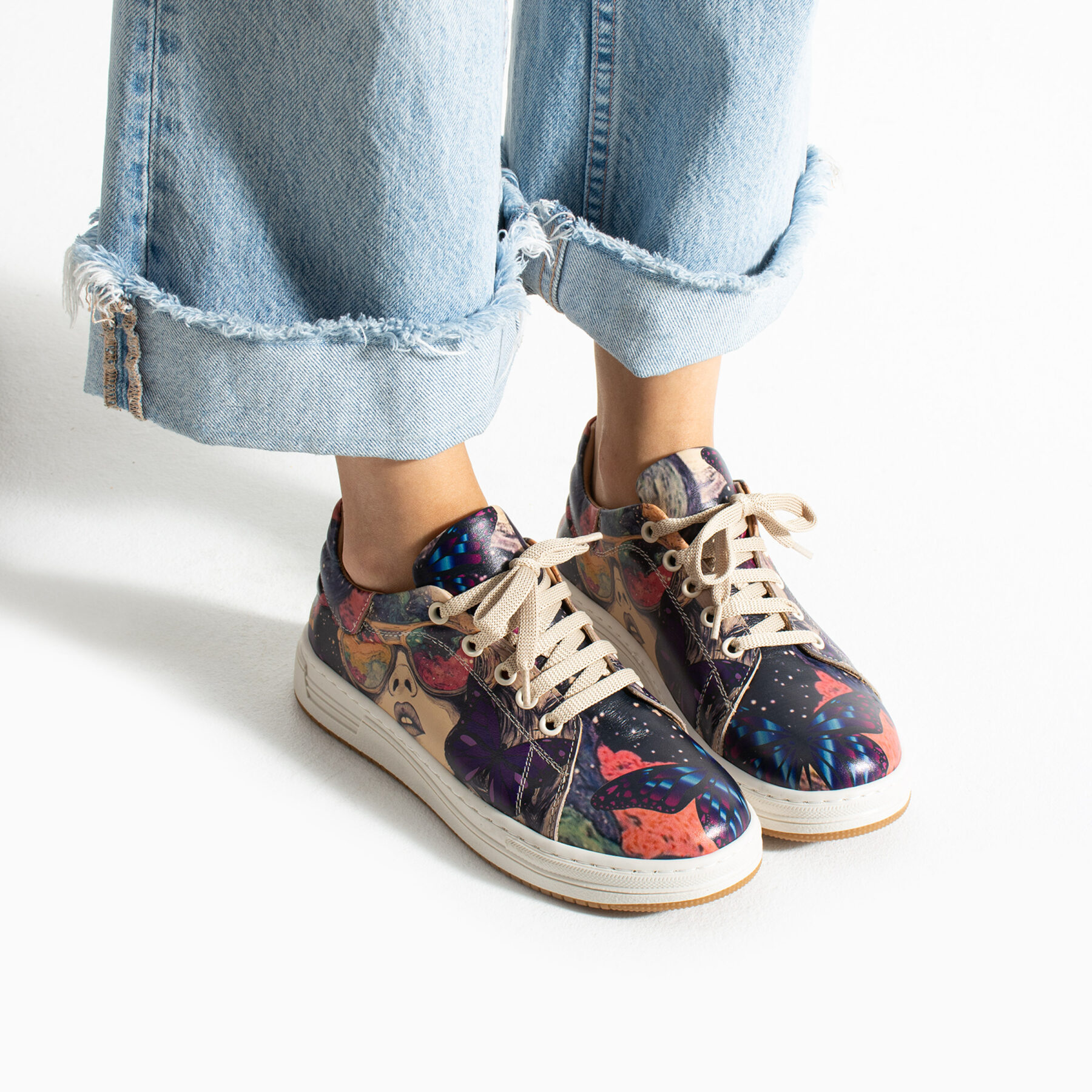 Sneakers donna ergonomiche colorate in pelle