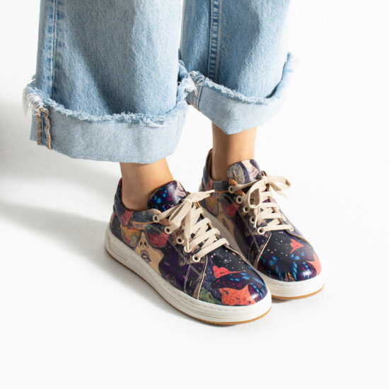 Sneakers donna ergonomiche colorate in pelle