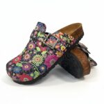 Sabot da donna colorato basso a punta chiusa in pelle /