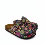 Sabot da donna colorato basso a punta chiusa in pelle /