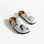 Sabot da donna basso a punta chiusa in pelle per estetiste /