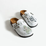 Sabot da donna basso a punta chiusa in pelle per cucina /