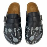 Sabot da donna basso a punta chiusa in pelle per cucina /