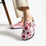 Sabot da donna colorato basso a punta chiusa in pelle /