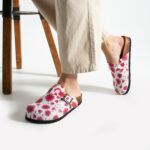 Sabot da donna colorato basso a punta chiusa in pelle /