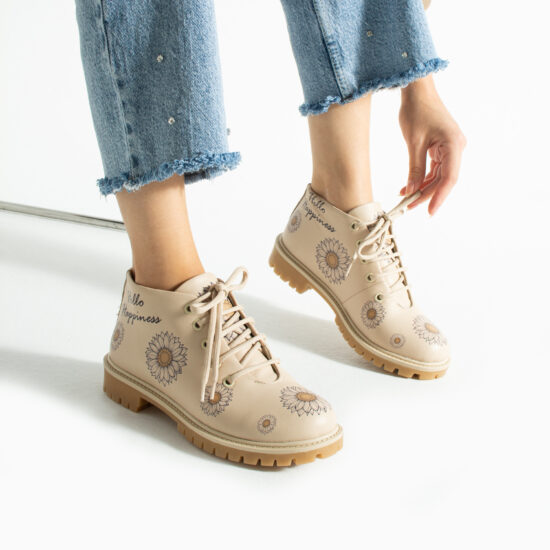 Stivaletti donna bassi beige in pelle con stampa colorata Stivaletti e anfibi donna Stivaletti donna bassi beige in pelle con stampa colorata Stivaletti e anfibi donna