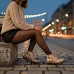 Stivaletti donna bassi beige in pelle con stampa colorata / Stivaletti donna bassi beige in pelle con stampa colorata /