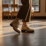 Stivaletti donna bassi beige in pelle con stampa colorata / Stivaletti donna bassi beige in pelle con stampa colorata /