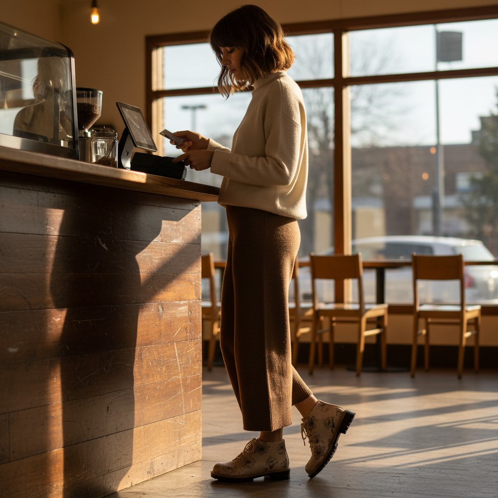 Stivaletti donna bassi beige in pelle con stampa colorata Stivaletti e anfibi donna 17 Stivaletti donna bassi beige in pelle con stampa colorata - immagine 7