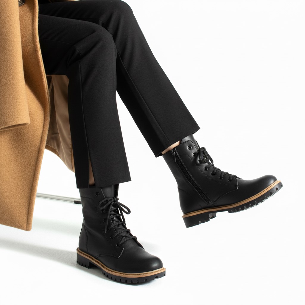 Anfibi da donna neri in pelle naturale Stivaletti e anfibi donna 12 Anfibi da donna neri in pelle naturale - immagine 2