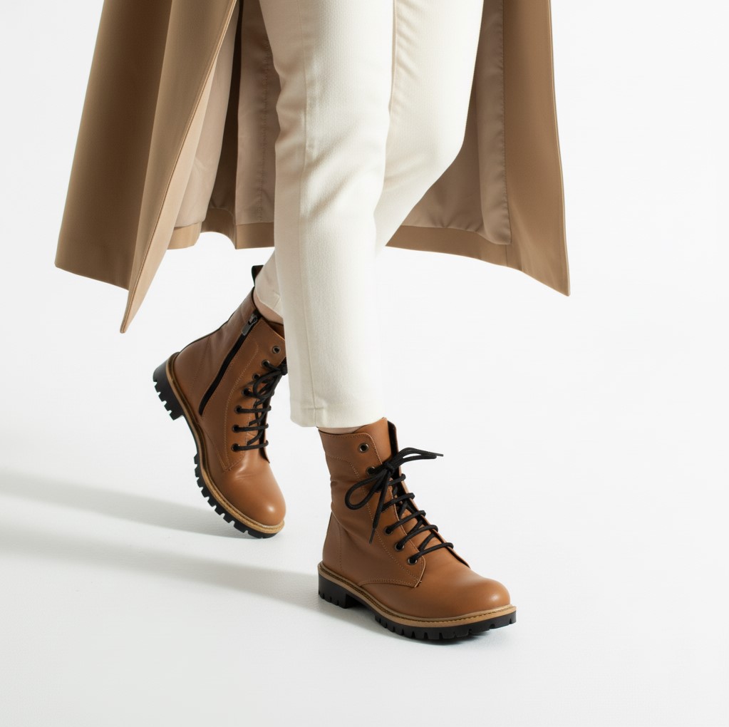 Anfibi da donna marroni in pelle naturale Stivaletti e anfibi donna 14 Anfibi da donna marroni in pelle naturale - immagine 4