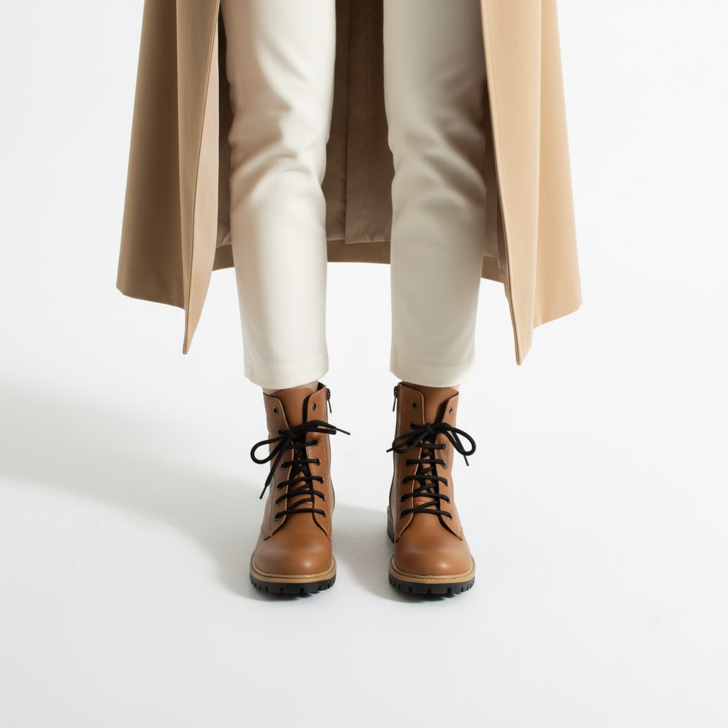 Anfibi da donna marroni in pelle naturale Stivaletti e anfibi donna 15 Anfibi da donna marroni in pelle naturale - immagine 5