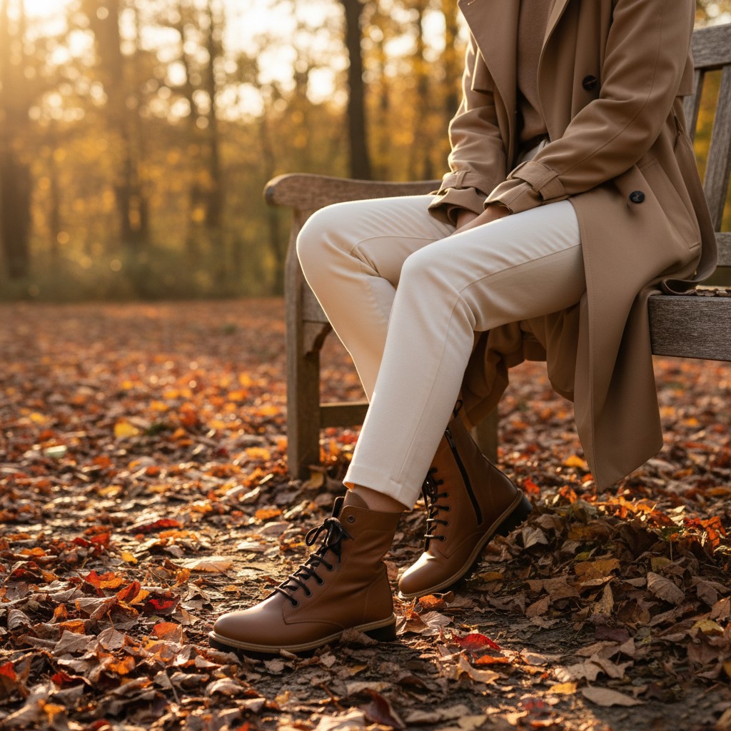 Anfibi da donna marroni in pelle naturale Stivaletti e anfibi donna 18 Anfibi da donna marroni in pelle naturale - immagine 8