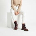 Anfibi da donna bordeaux in pelle naturale / Anfibi da donna bordeaux in pelle naturale /