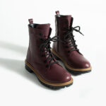 Anfibi da donna bordeaux in pelle naturale / Anfibi da donna bordeaux in pelle naturale /