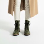 Anfibi da donna verde scuro in pelle naturale / Anfibi da donna verde scuro in pelle naturale /