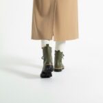 Anfibi da donna verde scuro in pelle naturale / Anfibi da donna verde scuro in pelle naturale /