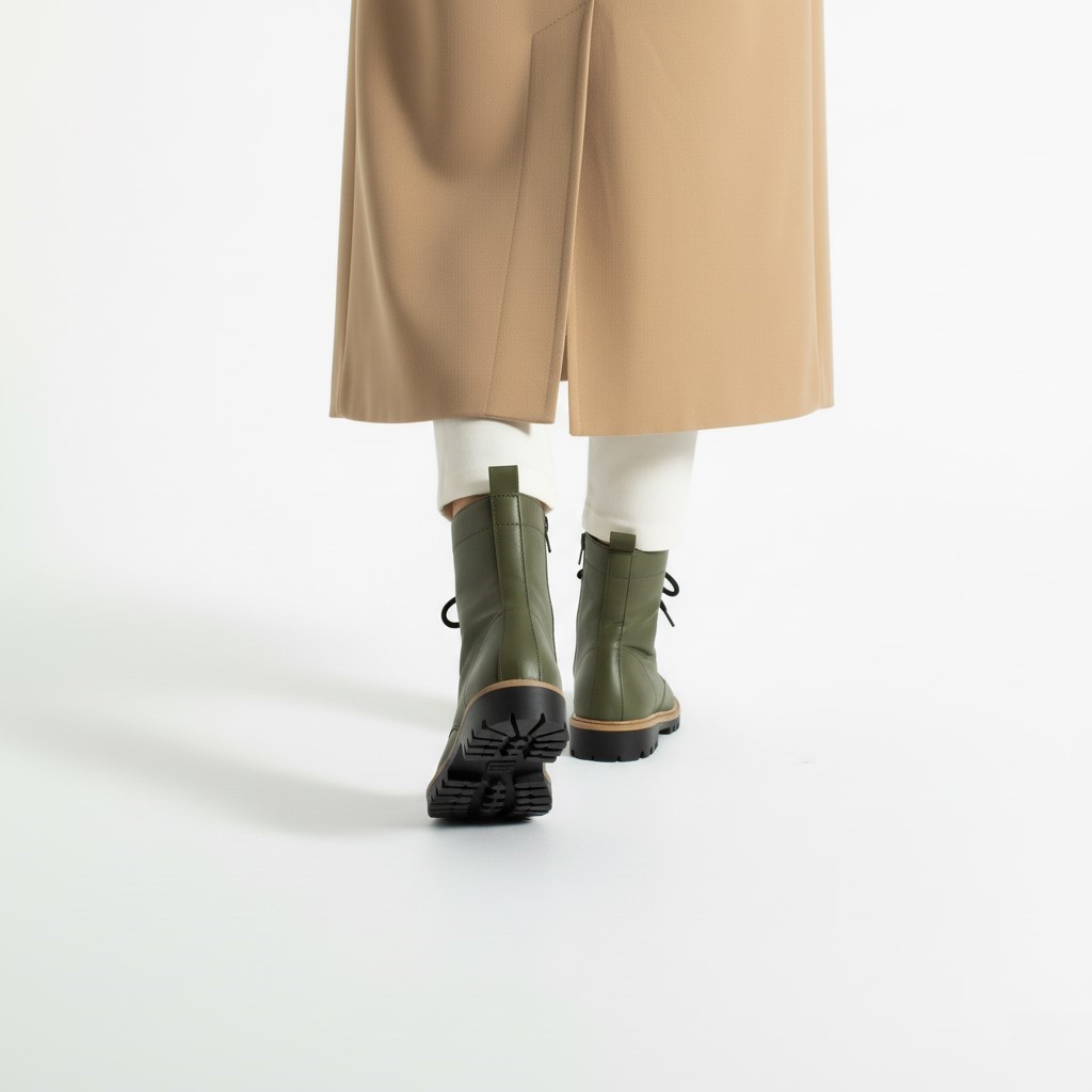 Anfibi da donna verde scuro in pelle naturale Stivaletti e anfibi donna 15 Anfibi da donna verde scuro in pelle naturale - immagine 5