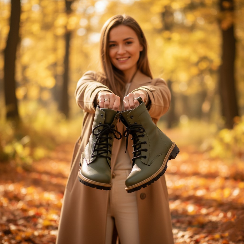Anfibi da donna verde scuro in pelle naturale Stivaletti e anfibi donna 17 Anfibi da donna verde scuro in pelle naturale - immagine 7