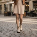 Anfibi beige da donna in pelle con stampa colorata / Anfibi beige da donna in pelle con stampa colorata /