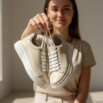 Sneakers da donna in pelle naturale colore beige / Sneakers da donna in pelle naturale colore beige /