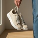 Sneakers da donna in pelle naturale colore beige / Sneakers da donna in pelle naturale colore beige /