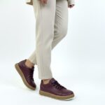 Sneakers donna bordeaux in pelle naturale /