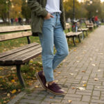 Sneakers donna bordeaux in pelle naturale /