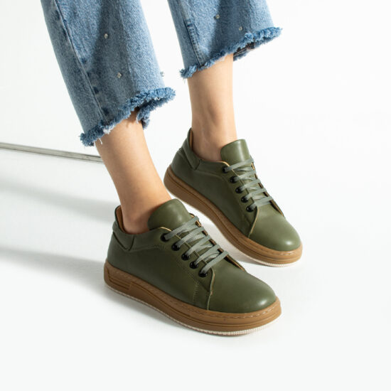 Sneakers donna verde scuro in pelle naturale Sneakers da donna Sneakers donna verde scuro in pelle naturale
