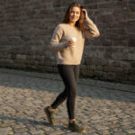 Sneakers donna verde scuro in pelle naturale /