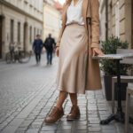 Sneakers donna marroni in pelle naturale /