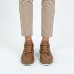 Sneakers donna marroni in pelle naturale /