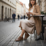 Sneakers donna marroni in pelle naturale /